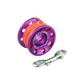 Tecline Spool alu purple 15 m, with SS 90 mm snap