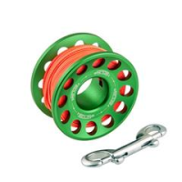 Tecline Spool alu green 30 m, with SS 90 mm snap