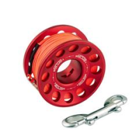 Tecline Spool alu red 30 m, with SS 90 mm snap